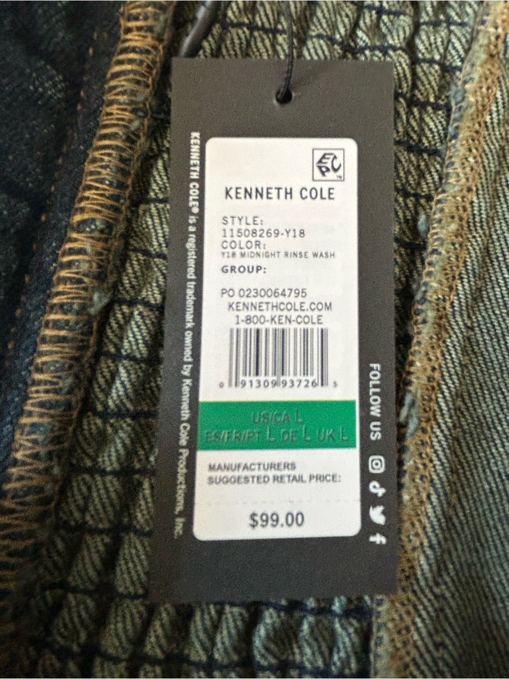 Kenneth Cole Denim Bustier Strapless Corset Top Size L Blue Back Zipper Smocked - Picture 5 of 7